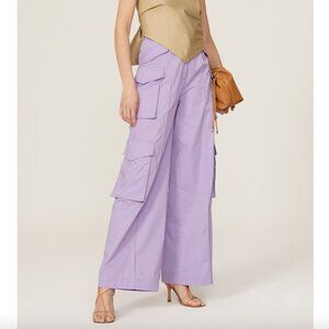 ROKH Purple Utility Cargo Wide Leg High Rise Trouser Pants Size 4
